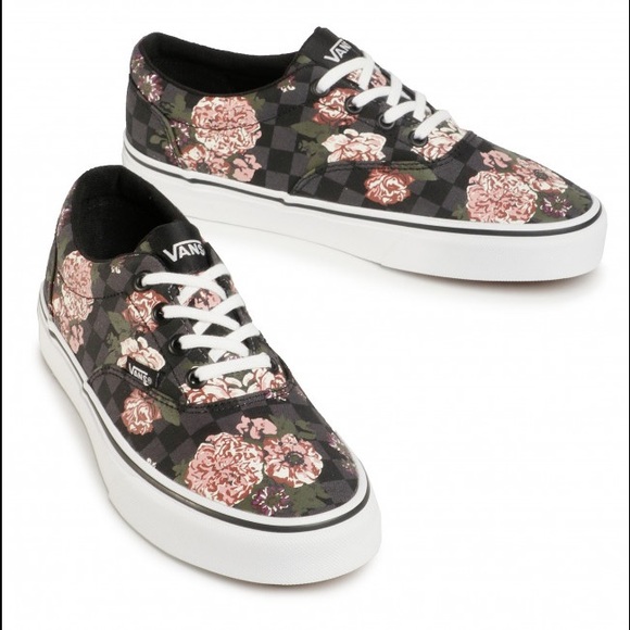 VANS Doheny Flowers Checkerboard Lace-up Sneaker / Skate Shoes 9.5